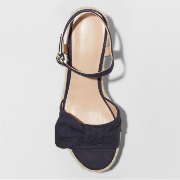 Blue A New Day Happy Bow Espadrille Wedges, NWT - Picture 3 of 3